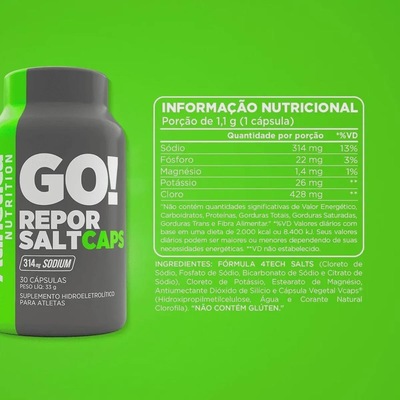 Repositor Hidroeletrolítico Atlhetica Go! Repor Salt 30 Cápsulas - Foto 2