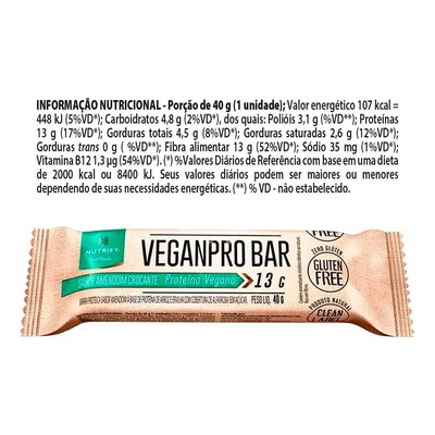 Veganpro Bar Nutrify - 10 Unidades - Foto 2