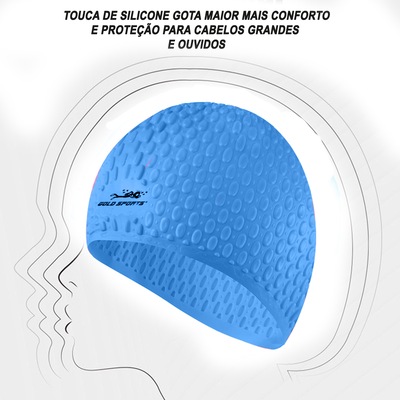 Touca De Natação Gold Sports Gota Ultra Soft De Silicone - Com Cobertura das Orelhas - Foto 2
