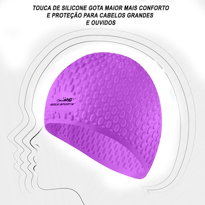 Touca De Natação Gold Sports Gota Ultra Soft De Silicone - Com Cobertura das Orelhas - Foto 2