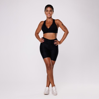 Bermuda Feminina Orbis Fitness Meia Coxa Jacquard Poliamida Cós Alto - Foto 2