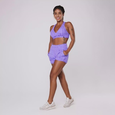 Short Feminino Orbis Fitness Bolso Fitness Jacquard Poliamida Cintura Alta - Foto 3