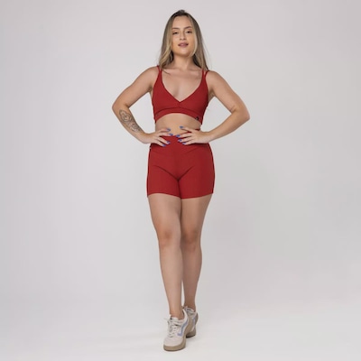 Conjunto Orbis Fitness Feminino Short e Top Bojo Textura Canelado - Foto 2