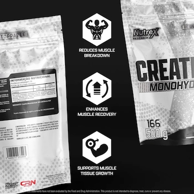 Kit Creatina Monohydrate Pura 500g - Nutrex + Coqueteleira 600ml - Universal - Foto 5