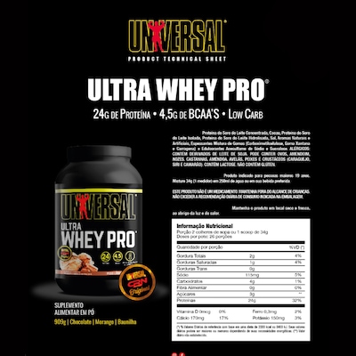Kit Ultra Whey Pro 900g Universal + Barra de Proteína Premium Display 12un Chef Whey - Foto 2