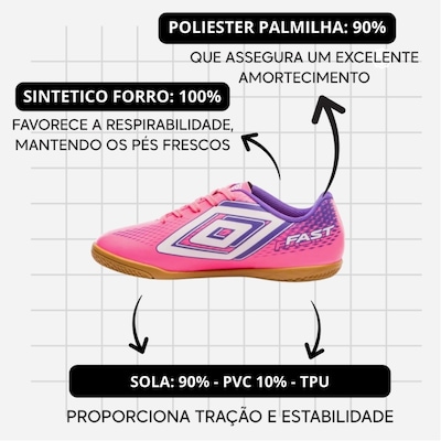 Chuteira Futsal Infantil Umbro Fast II Jr - Foto 3
