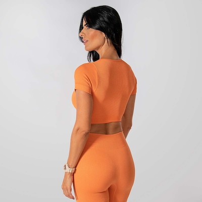 Conjunto Fitness Calça Cropped Canelado Alma Genius Feminino - Foto 4
