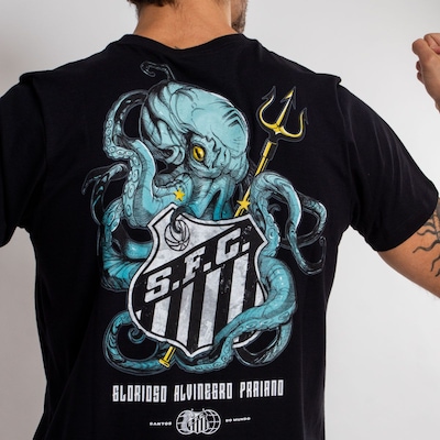 Camiseta Futebol Classica Santos Oficial Glorioso Alvinegro Surf Center Unissex - Foto 3