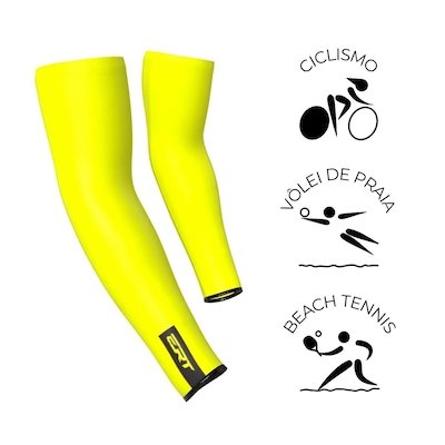 Manguito ciclismo verão ERT Amarelo Flúor proteção UV 50 - Foto 2