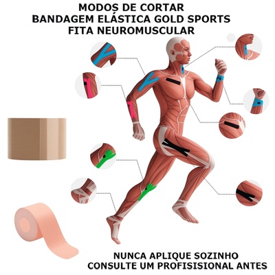 Bandagem Elástica Gold Sports Adesiva Neuromuscular - Foto 6