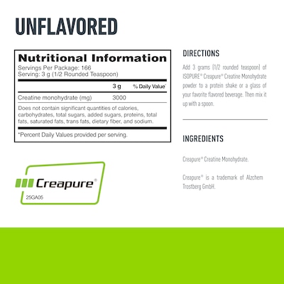 Creatina  Creapure® Importada ISOPURE 500g Sem Sabor - Foto 2
