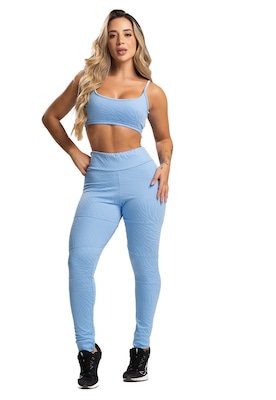 Calça Legging MVB Modas Cintura Alta Recortes Texturizada Jacquard Feminina - Foto 3