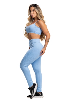 Calça Legging MVB Modas Cintura Alta Recortes Texturizada Jacquard Feminina - Foto 4