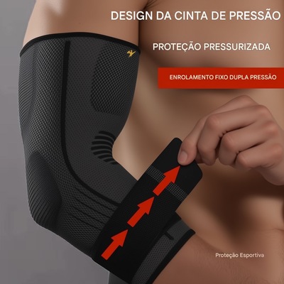 Cotoveleira Elástica Gold Sports 3D Premium Compressão Com Bandagem Ajustável - 1 unidade - Foto 4