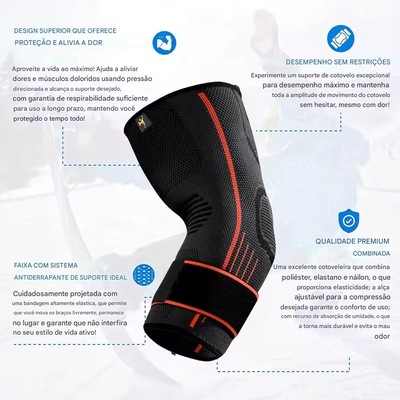 Cotoveleira Elástica Gold Sports 3D Premium Compressão Com Bandagem Ajustável - 1 unidade - Foto 2