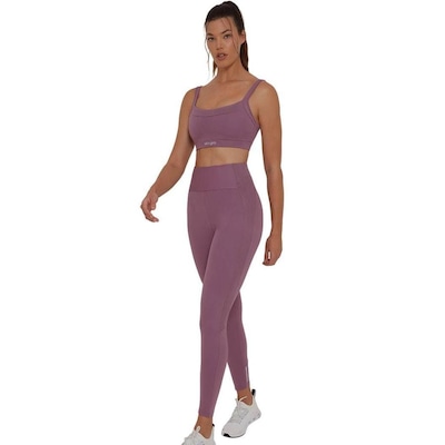 Calça Legging Alto Giro  Recortes Tule Refl Feminina - Foto 1