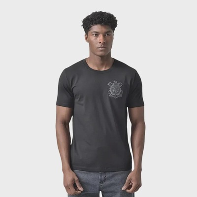 Camiseta Do Corinthians Coimbra Brasão Bordado Masculino - Foto 1