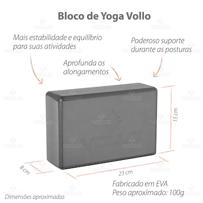Kit Yoga Vollo Tapete Antiderrapante Treino + Bloco Tijolo Pilates - Foto 3
