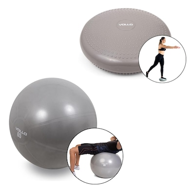 Kit Pilates Vollo Bola Suíça Yoga + Disco de Equilíbrio - Foto 1