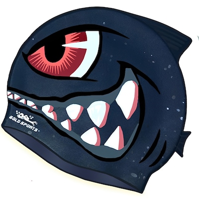 Touca de Natação Gold Sports Kids Bad Shark de Silicone - Foto 1