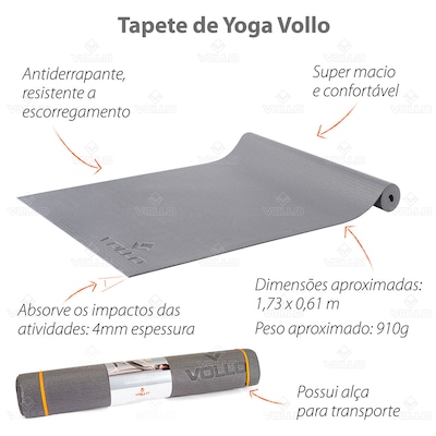 Kit Yoga Vollo Tapete Antiderrapante + Disco de Equilíbrio - Foto 3