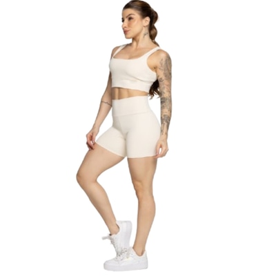 Conjunto Top Alça Grossa e Short Smart Vekyo Alta Compressão Treino Academia Moda Fitness - Foto 2