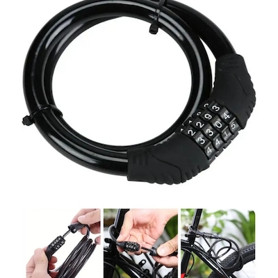 Cadeado de Segurança TJK Para Bicicleta Bike Moto com Senha de Dígitos 8mm Aço Reforçado 65cm - Foto 4