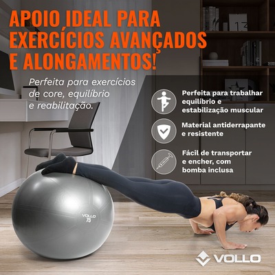Kit 3 Bolas de Pilates Yoga Vollo 75cm + 65cm + 55cm - Foto 4
