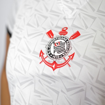 Camisa Corinthians Baby Look Raglan Coimbra - Feminino - Foto 4