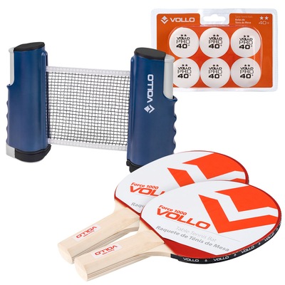 Kit Ping Pong Vollo Force 2 Raquetes + 6 Bolas + Rede Retrátil - Foto 1