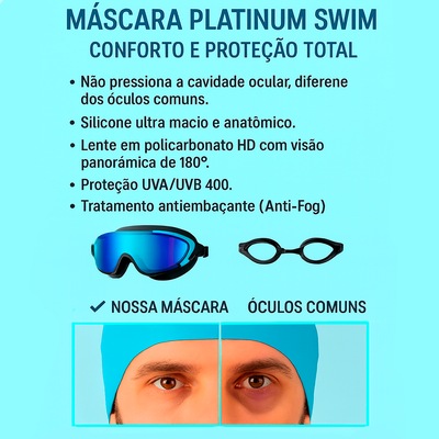 Mascara de Natação Gold Sports Platinum Swin 15.0 High Definition - Foto 4