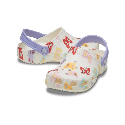 Sandália Unissex Crocs Classic Butterfly Graphic Clog K Chalk - Foto 4