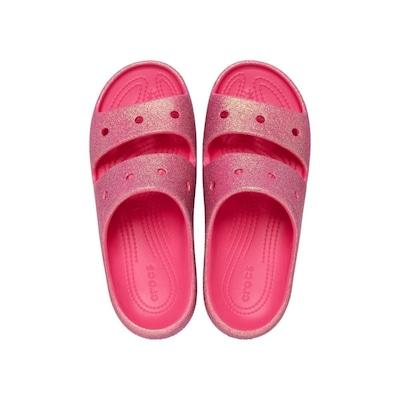 Sandália Unissex Crocs Classic Iridescent Flitter Sandal 2 Dragon Fruit - Foto 5