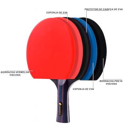 Kit Tênis de Mesa Gold Sports Titan 2 Raq 5 Estrelas e 6 Bolas + Bolsa para Transportar - Foto 3