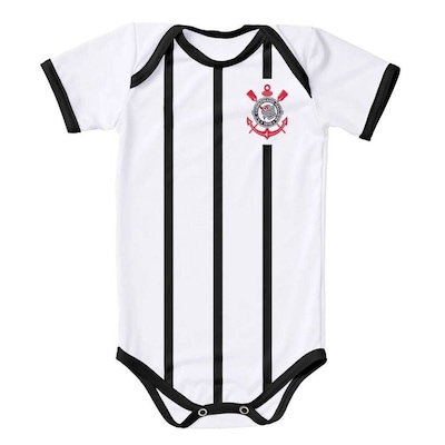 Body Torcida Baby Corinthians Listrado Proteção UV Infantil - Foto 1