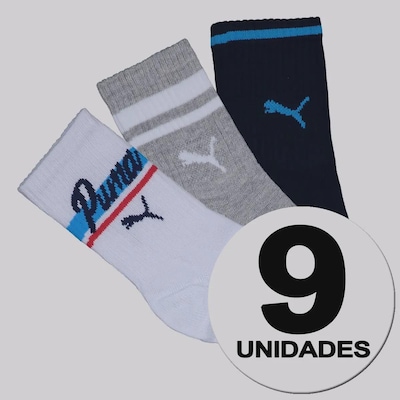 Kit Meia Puma Cano Longo 9 Pares Infantil Sortida - Foto 1