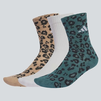 Kit Meia adidas Leo Animal Print 3 Pares Unissex - Foto 1