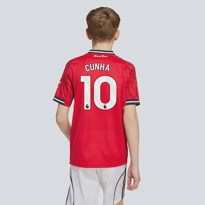 Camisa Manchester United I 2026 adidas 10 Cunha Infantil - Foto 4