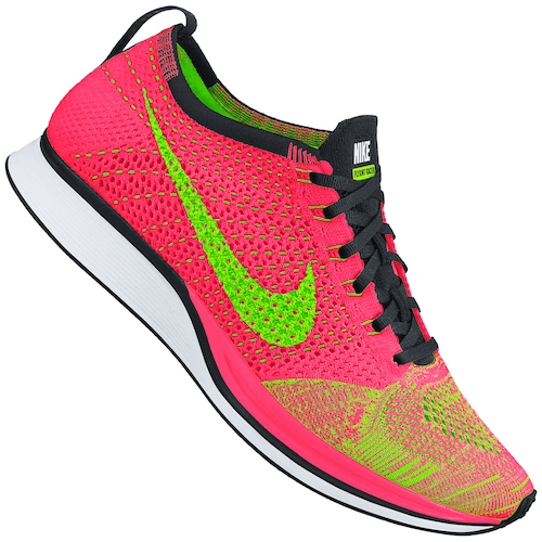 nike flyknit racer pink green