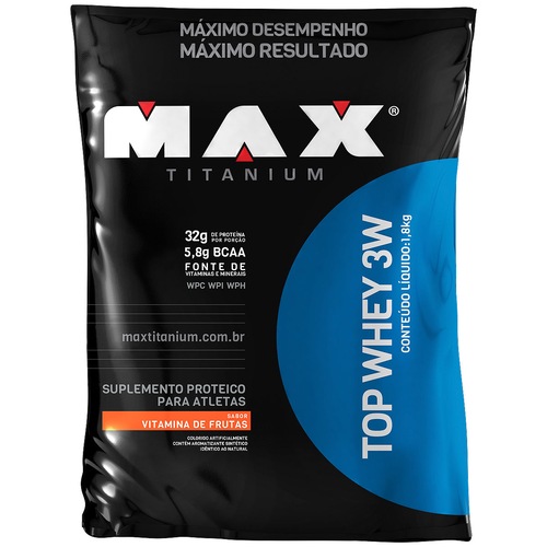 Top Whey 3W 1,8Kg - Vitamina De Frutas - Max Titanium Menor preço em Top Whey 3W 1,8Kg - Vitamina De Frutas - Max Titanium