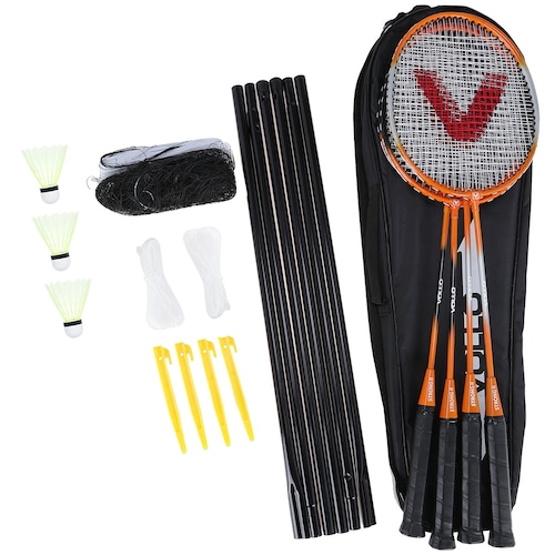 Menor preço em Kit de Badminton Vollo Sports VB004: 4 Raquetes, 3 Petecas, 1 Rede e 1 Raqueteira
