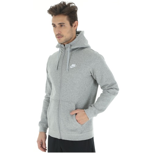 nike club grey zip moletom com capuz