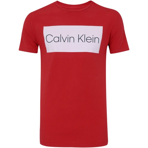 Camiseta Calvin Klein Swimwear Masculina V-Neck Slim Fit Logo Rosa Claro
