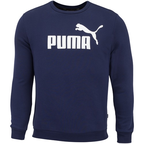 Blusão de Moletom Puma Ess Logo Crew Sweat FL Big Logo - Masculino - AZUL  ESCURO