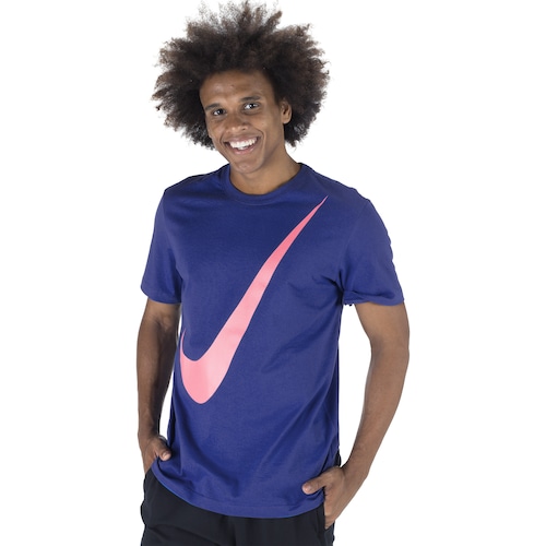 Camiseta Nike Swoosh - Masculina - AZUL/ROSA CLA