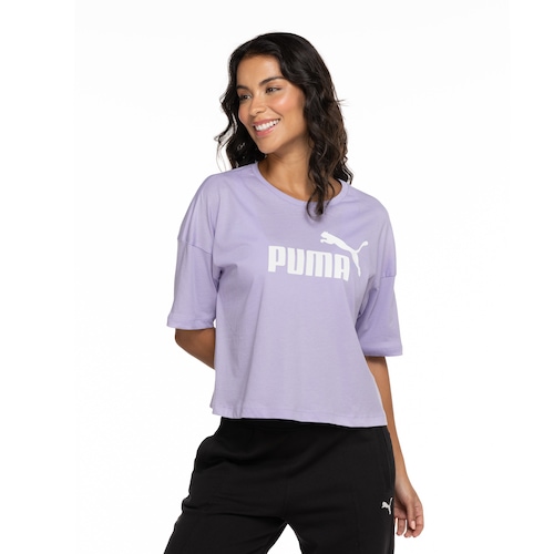 Blusa Feminina Manga Curta Cropped Puma Essentials Logo Tee - Video 1