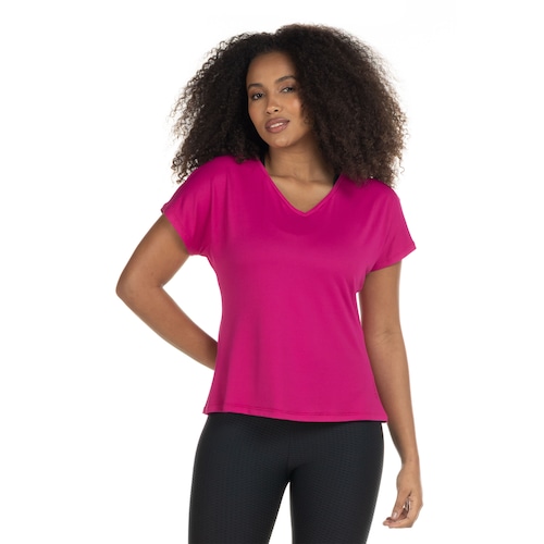 Camiseta Oxer Manga Curta Decote V Básica - Feminina - Video 1