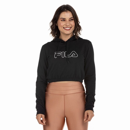 Blusa Feminina Manga Longa Cropped com Capuz Fila Comfort Easy - Video 1