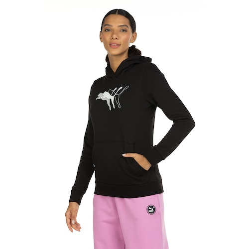Blusão Puma Feminino com Capuz Power Graphic TR Menor preço em Blusão Puma Feminino com Capuz Power Graphic TR