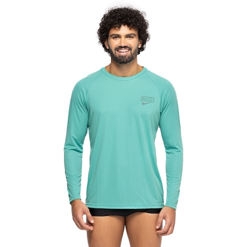 Camiseta Nike Manga Longa com Proteção Solar Block Logo - Masculina Menor preço em Camiseta Nike Manga Longa com Proteção Solar Block Logo - Masculina